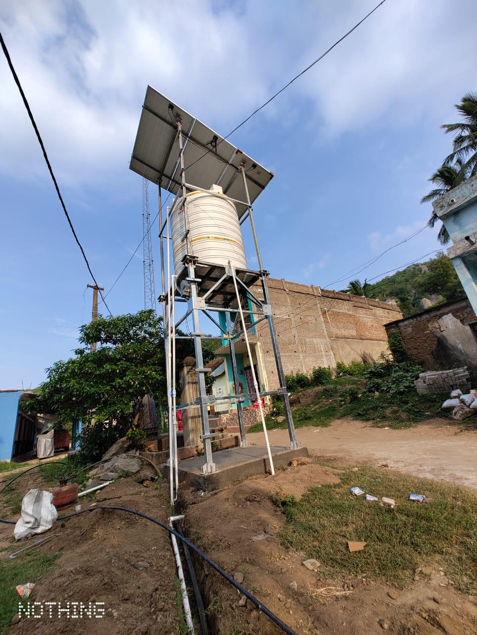 Solar water system serving a village community, Laxminarayanapur, Odisha